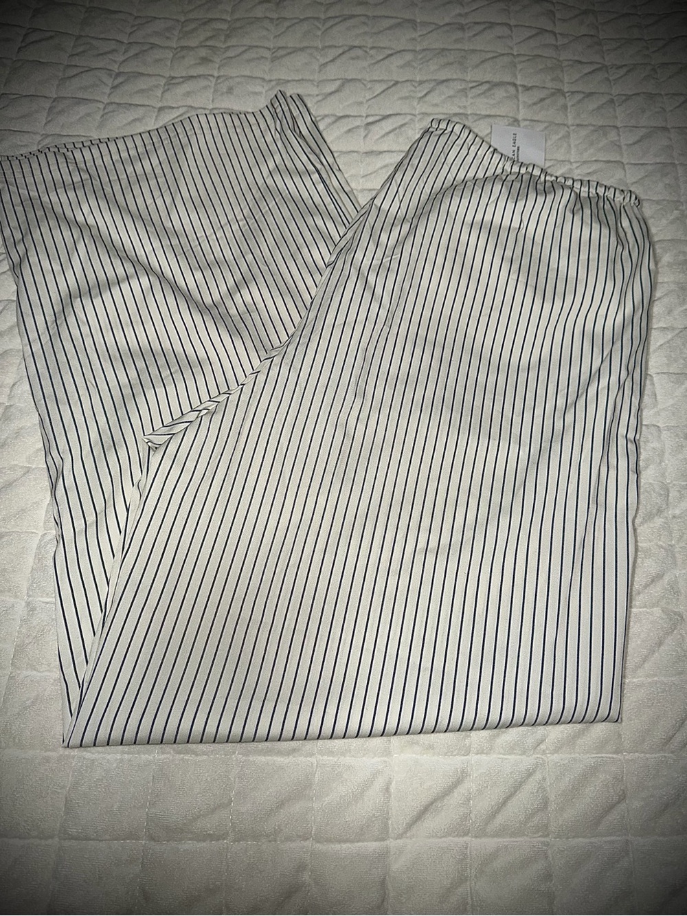 Women’s White  Pinstripe Elastic Waist Pants
